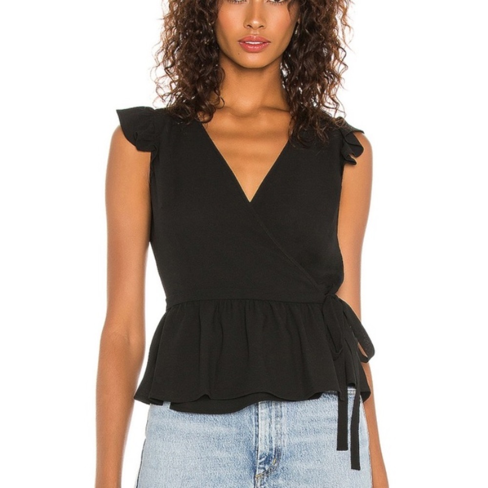 1. STATE Ruffle Sleeve Wrap Front Blouse